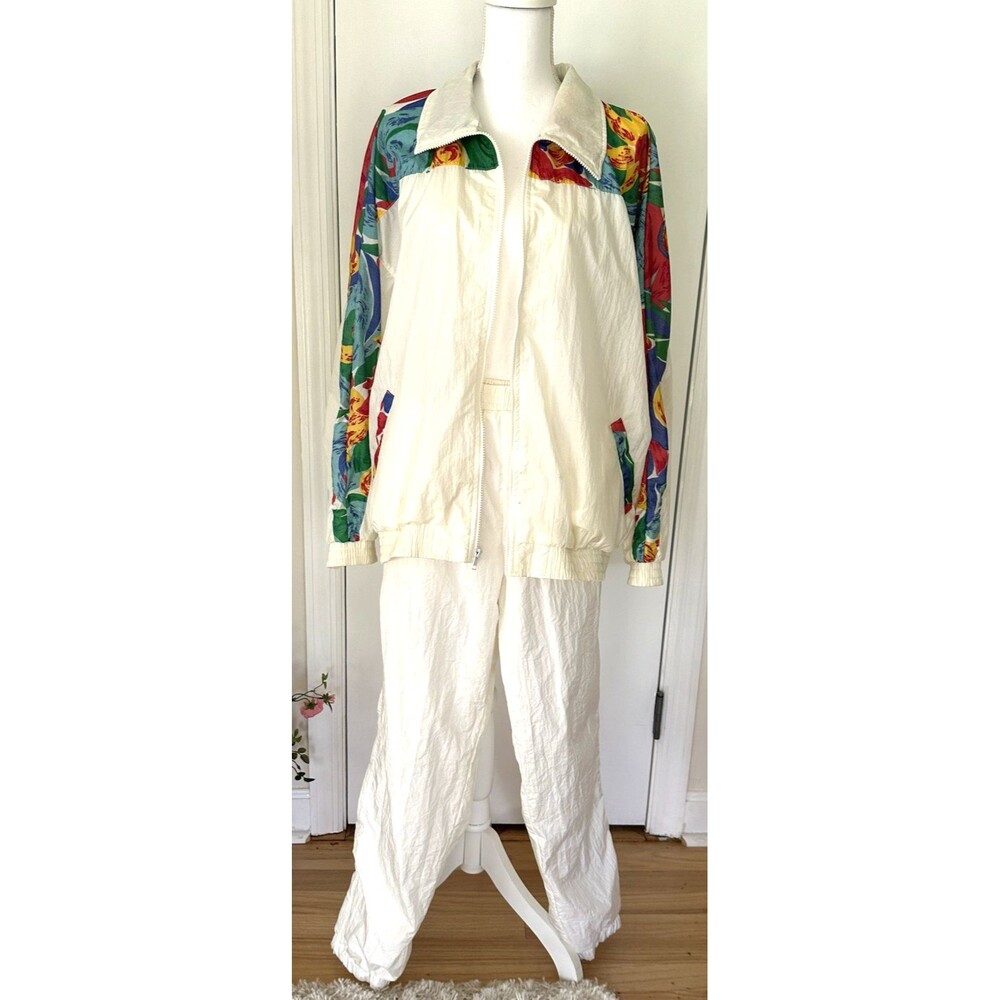 VTG 80s/90s Giorgio Sant Angelo Nylon Windbreaker  2pc Track Suit Set Size ***